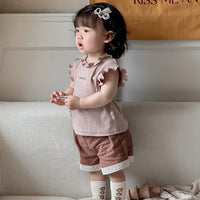 Load image into Gallery viewer, 2 Pieces Set Baby Kid Girls Solid Color Tank Tops And Shorts Wholesale 240522282
