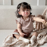 Load image into Gallery viewer, 2 Pieces Set Baby Kid Girls Solid Color Tank Tops And Shorts Wholesale 240522282
