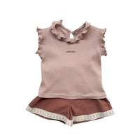 Load image into Gallery viewer, 2 Pieces Set Baby Kid Girls Solid Color Tank Tops And Shorts Wholesale 240522282
