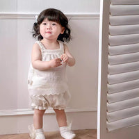 Load image into Gallery viewer, 2 Pieces Set Baby Kid Girls Solid Color Tank Tops And Shorts Wholesale 240522287

