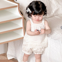 Load image into Gallery viewer, 2 Pieces Set Baby Kid Girls Solid Color Tank Tops And Shorts Wholesale 240522287
