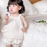 Load image into Gallery viewer, 2 Pieces Set Baby Kid Girls Solid Color Tank Tops And Shorts Wholesale 240522287
