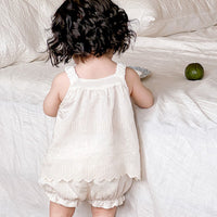 Load image into Gallery viewer, 2 Pieces Set Baby Kid Girls Solid Color Tank Tops And Shorts Wholesale 240522287
