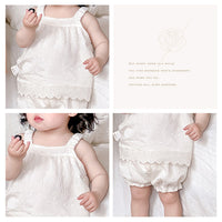 Load image into Gallery viewer, 2 Pieces Set Baby Kid Girls Solid Color Tank Tops And Shorts Wholesale 240522287

