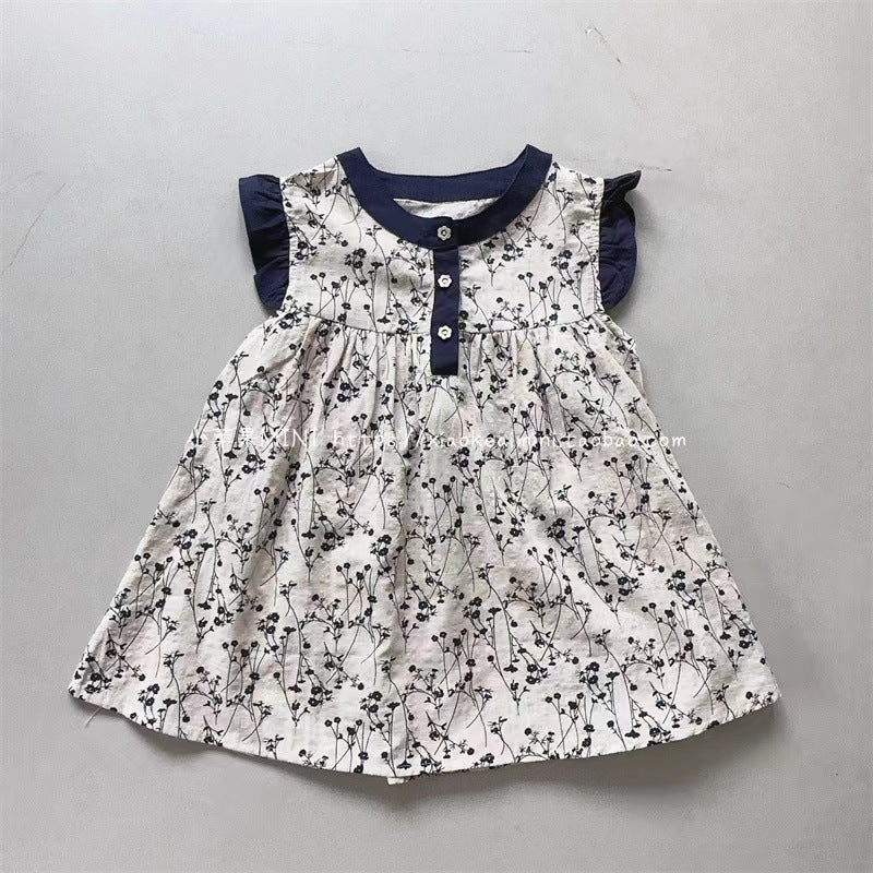 Baby Kid Girls Flower Print Dresses Wholesale 240522342