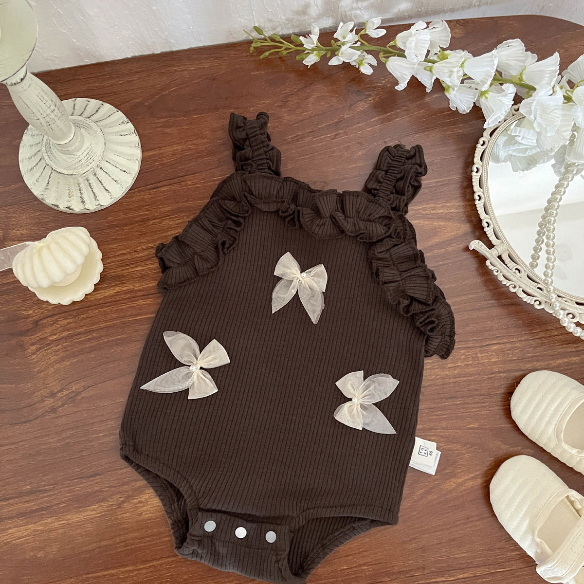 Baby Girls Solid Color Butterfly Rompers Wholesale 240522385