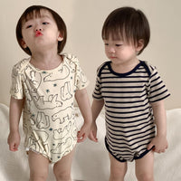 Load image into Gallery viewer, Baby Girls Boys Striped Cartoon Rompers Wholesale 24052248
