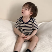 Load image into Gallery viewer, Baby Girls Boys Striped Cartoon Rompers Wholesale 24052248
