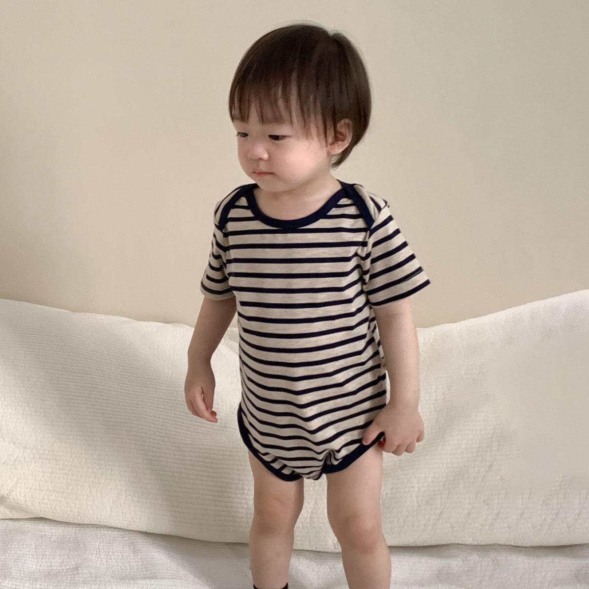 Baby Girls Boys Striped Cartoon Rompers Wholesale 24052248