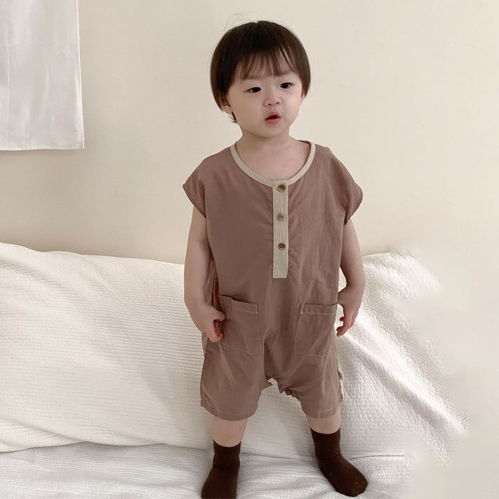 Baby Boys Solid Color Rompers Wholesale 24052251