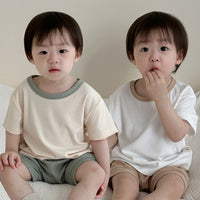 Load image into Gallery viewer, 2 Pieces Set Baby Kid Girls Boys Solid Color Tops And Shorts Wholesale 24052261
