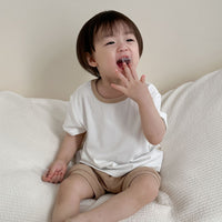 Load image into Gallery viewer, 2 Pieces Set Baby Kid Girls Boys Solid Color Tops And Shorts Wholesale 24052261
