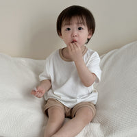 Load image into Gallery viewer, 2 Pieces Set Baby Kid Girls Boys Solid Color Tops And Shorts Wholesale 24052261
