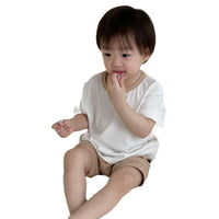 Load image into Gallery viewer, 2 Pieces Set Baby Kid Girls Boys Solid Color Tops And Shorts Wholesale 24052261
