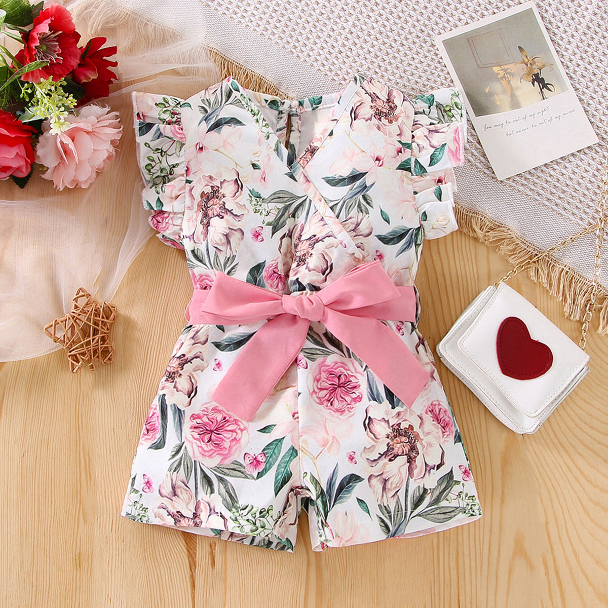 Baby Kid Girls Flower Print Rompers Wholesale 24070105