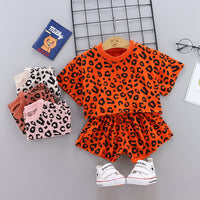Load image into Gallery viewer, 2 Pieces Set Baby Kid Girls Leopard Print Tops And Shorts Wholesale 24070109
