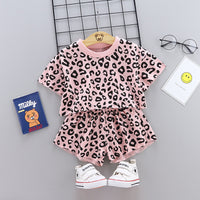 Load image into Gallery viewer, 2 Pieces Set Baby Kid Girls Leopard Print Tops And Shorts Wholesale 24070109
