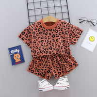 Load image into Gallery viewer, 2 Pieces Set Baby Kid Girls Leopard Print Tops And Shorts Wholesale 24070109
