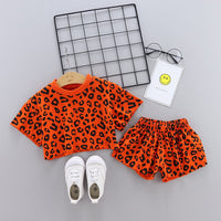 Load image into Gallery viewer, 2 Pieces Set Baby Kid Girls Leopard Print Tops And Shorts Wholesale 24070109
