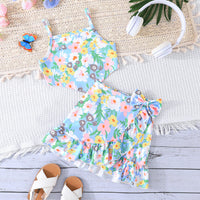 Load image into Gallery viewer, 2 Pieces Set Kid Girls Flower Print Tank Tops And Skirts Wholesale 240701104

