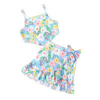 Load image into Gallery viewer, 2 Pieces Set Kid Girls Flower Print Tank Tops And Skirts Wholesale 240701104
