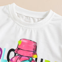 Load image into Gallery viewer, 2 Pieces Set Kid Girls Letters Cartoon Tops And Solid Color Shorts Wholesale 240701105
