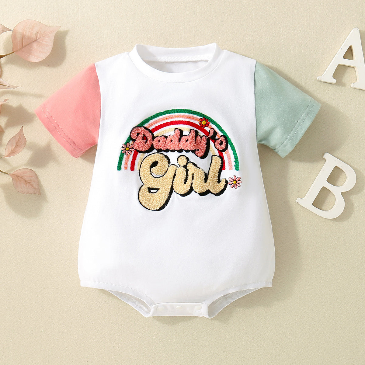 Baby Girls Letters Rainbow Rompers Wholesale 240701109