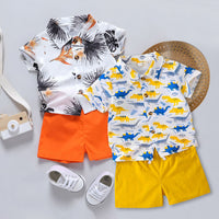 Load image into Gallery viewer, 2 Pieces Set Baby Boys Dinosaur Plant Tank Tops And Solid Color Shorts Wholesale 24070111
