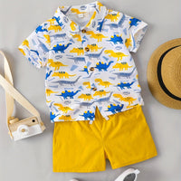 Load image into Gallery viewer, 2 Pieces Set Baby Boys Dinosaur Plant Tank Tops And Solid Color Shorts Wholesale 24070111
