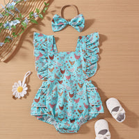 Load image into Gallery viewer, Baby Girls Animals Print Rompers Wholesale 240701114
