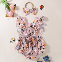 Load image into Gallery viewer, Baby Girls Animals Print Rompers Wholesale 240701114
