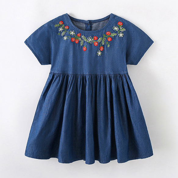 Baby Kid Girls Flower Embroidered Dresses Wholesale 240701118