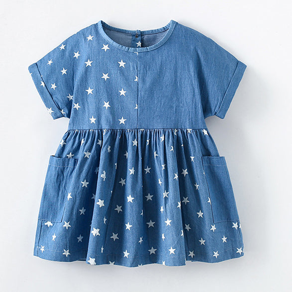 Baby Kid Girls Star Print Dresses Wholesale 240701119