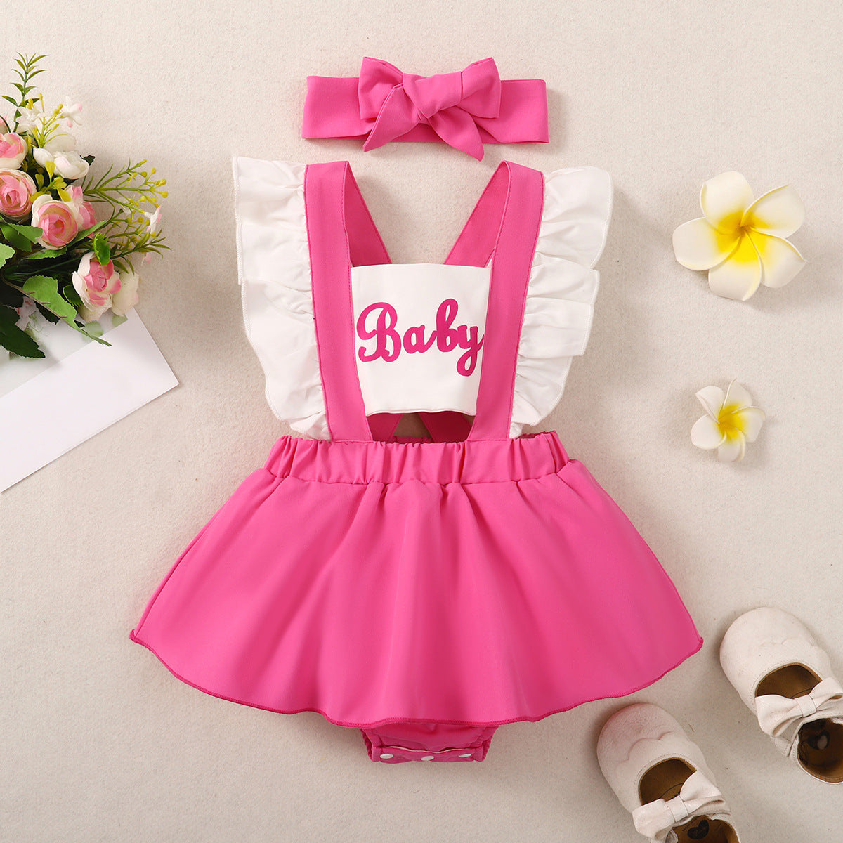 Baby Girls Letters Color-blocking Love heart Rompers Wholesale 24070112