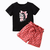 Load image into Gallery viewer, 2 Pieces Set Baby Kid Girls Animals Cartoon Tops And Love heart Shorts Wholesale 240701123
