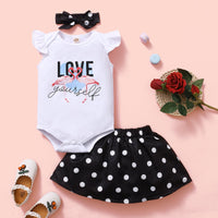 Load image into Gallery viewer, 2 Pieces Set Baby Girls Polka dots Skirts And Letters Rompers Wholesale 240701137
