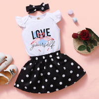 Load image into Gallery viewer, 2 Pieces Set Baby Girls Polka dots Skirts And Letters Rompers Wholesale 240701137
