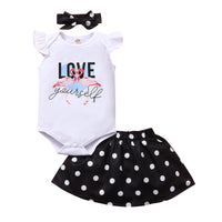 Load image into Gallery viewer, 2 Pieces Set Baby Girls Polka dots Skirts And Letters Rompers Wholesale 240701137
