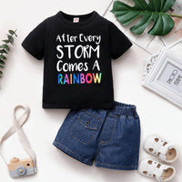 Load image into Gallery viewer, 2 Pieces Set Baby Girls Boys Letters Tops And Solid Color Shorts Wholesale 240701140
