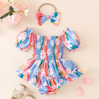 Load image into Gallery viewer, Baby Girls Flower Print Rompers Wholesale 240701146
