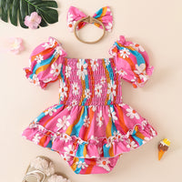 Load image into Gallery viewer, Baby Girls Flower Print Rompers Wholesale 240701146
