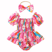 Load image into Gallery viewer, Baby Girls Flower Print Rompers Wholesale 240701146
