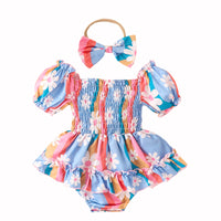 Load image into Gallery viewer, Baby Girls Flower Print Rompers Wholesale 240701146
