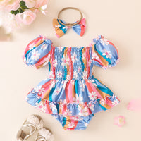 Load image into Gallery viewer, Baby Girls Flower Print Rompers Wholesale 240701146
