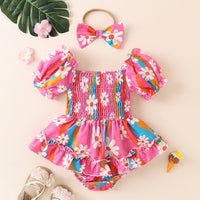 Load image into Gallery viewer, Baby Girls Flower Print Rompers Wholesale 240701146
