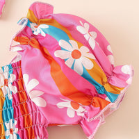 Load image into Gallery viewer, Baby Girls Flower Print Rompers Wholesale 240701146
