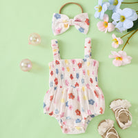 Load image into Gallery viewer, Baby Girls Flower Print Rompers Wholesale 240701148
