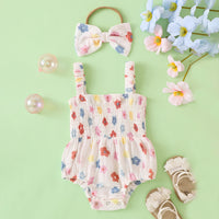 Load image into Gallery viewer, Baby Girls Flower Print Rompers Wholesale 240701148
