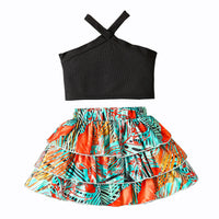 Load image into Gallery viewer, 2 Pieces Set Baby Kid Girls Solid Color Tank Tops And Plant Skirts Wholesale 240701149
