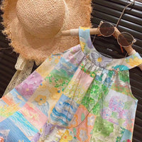 Load image into Gallery viewer, Kid Girls Color-blocking Flower Dresses Wholesale 240701155
